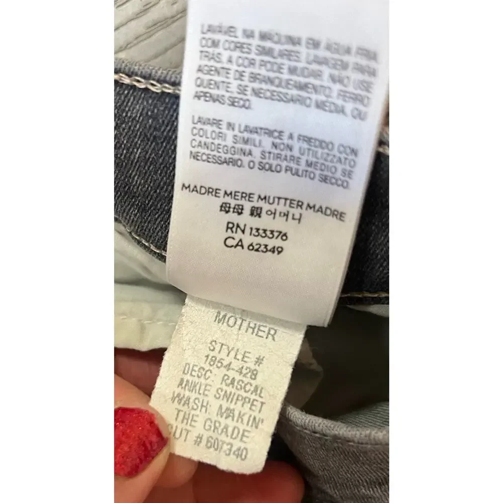 MOTHER The Rascal Ankle Snippet Jeans In Makin’ The Grade - Gray - Size 26 - Picture 7 of 9